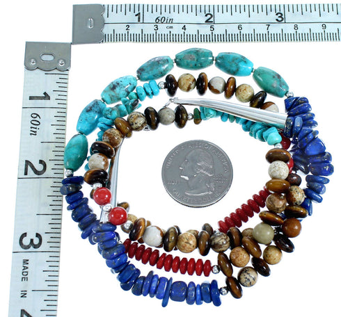 Authentic Sterling Silver Multicolor Bead Necklace SX114998